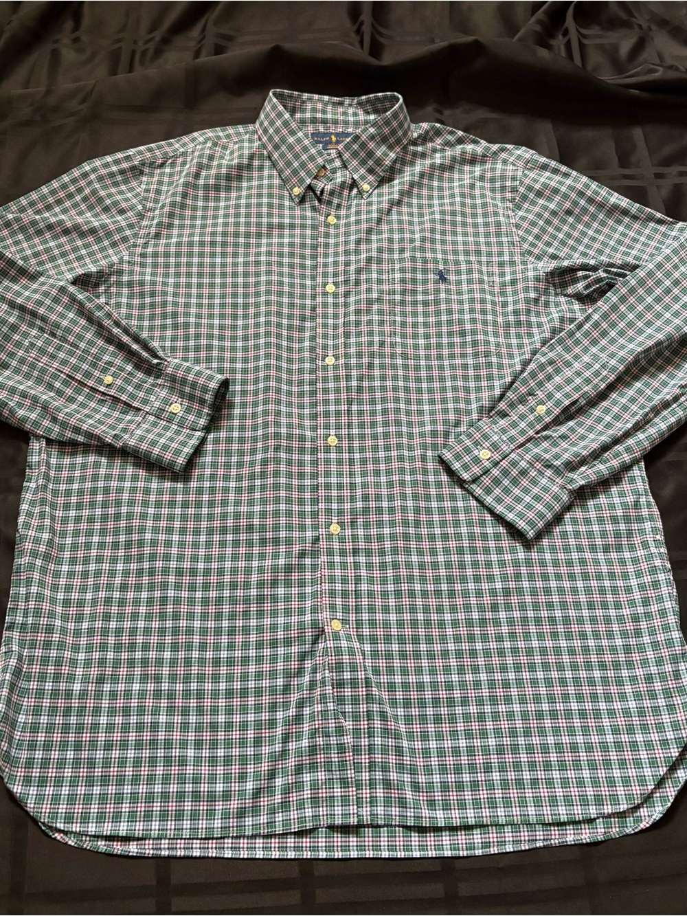 POLO Ralph Lauren Classic Fit Performance Stretch Mens Shirt 2XL Green Plaid